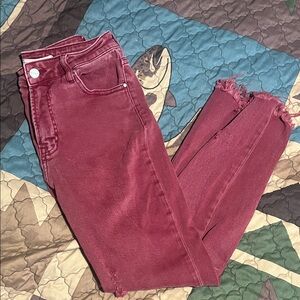 Chic Burgundy Ankle Jeans